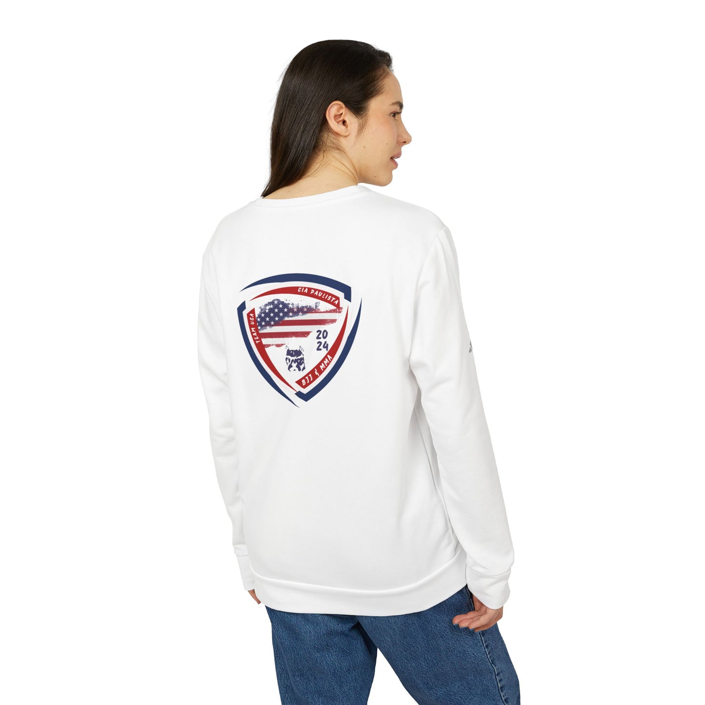 Sudadera unisex de cuello redondo de polar adidas® del equipo de EE. UU.